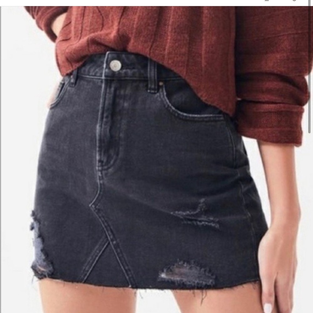 Pacsun Black Frayed Denim Mini Skirt- size 25